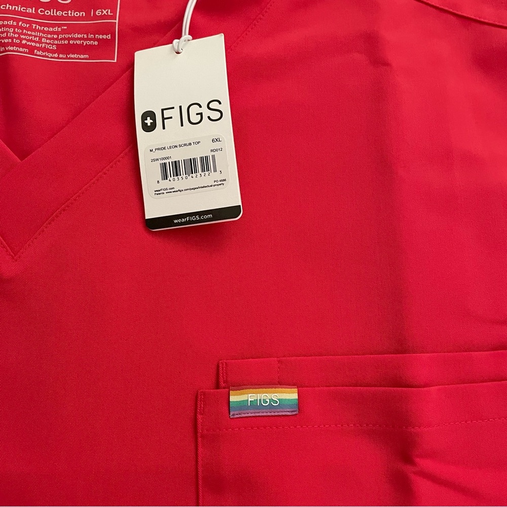Figs Leon Three-Pocket Scrub Pride Top in Hibiscus sz 6XL - Picture 2 of 10